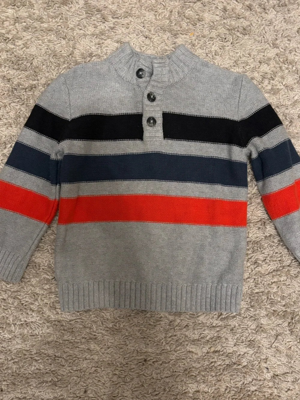 Gymboree Toddler Boys Gray Striped Knit Henley Sweater Size 2T
